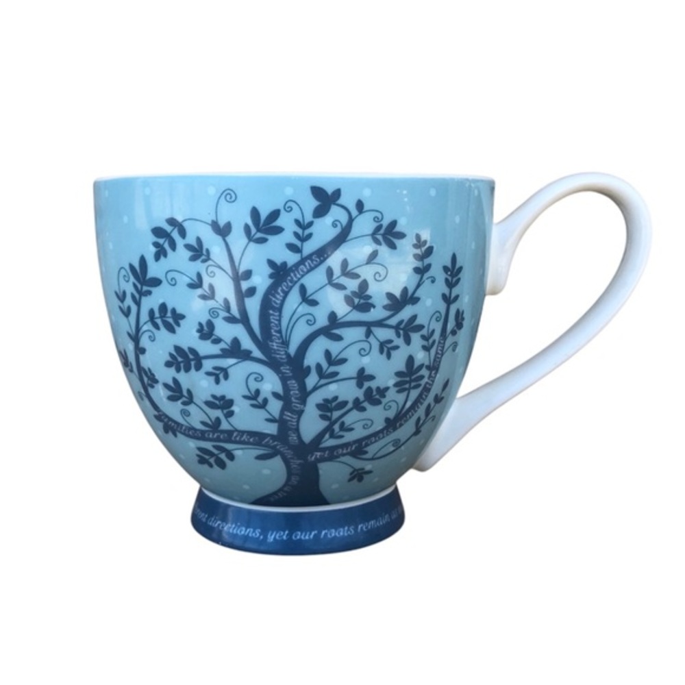 PORTOBELLO BY INSPIRE Family Tree Footed Fine Bone China Blue‎ Coffee Tea Mug